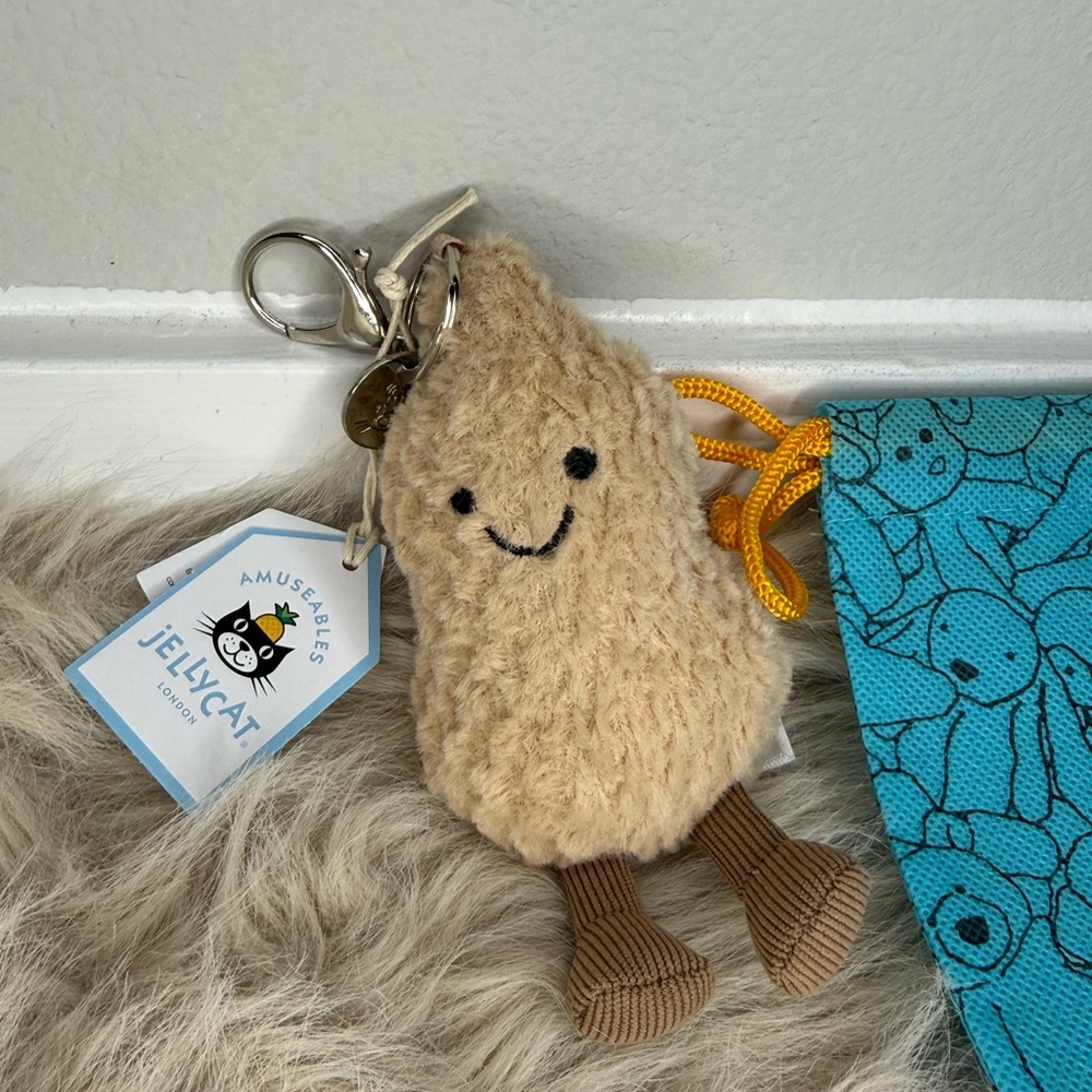 Jellycat Amuseable Peanut Bag Charm with dust bag